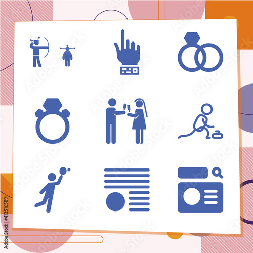 Simple set of 9 icons related to participant