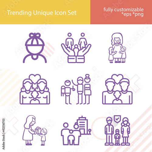 Simple set of infancy related lineal icons.