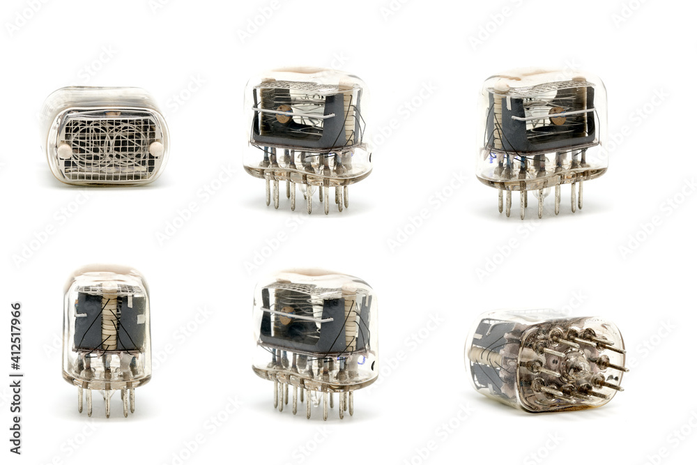 retro gas-discharge indicator lamp in-12. isolated on white base retro gas-discharge indicator lamp in-12. isolated on white base