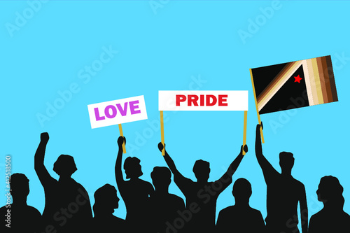Vector illustration of the crowd that is expressing its attitude regarding to Armpit fetish pride on white background. Love and Pride posters.