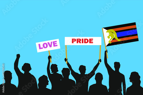 Vector illustration of the crowd that is expressing its attitude regarding to Leather cowboy pride on white background. Love and Pride posters.