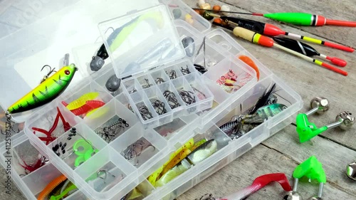 accessories for fishing. selective focus. photo