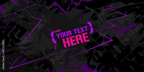 Dark Black Cyberpunk Neon Abstract Graffiti Style Banner Vector Illustration Art