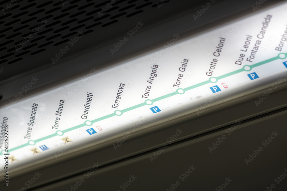 Foto de Rome, Italy January 17, 2021 Rome metro line C subway map