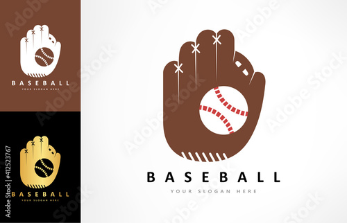 Baseball glove and ball logo vector. Sport design.