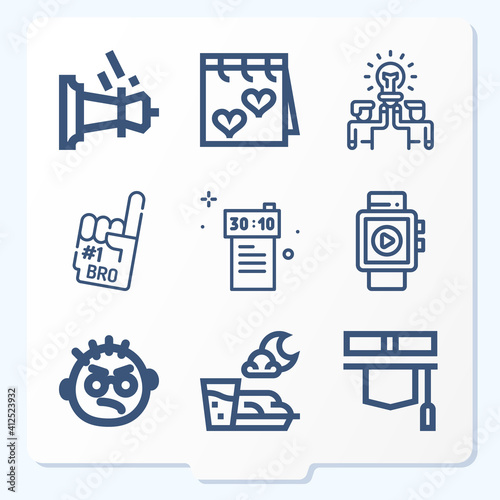 Simple set of 9 icons related to associate