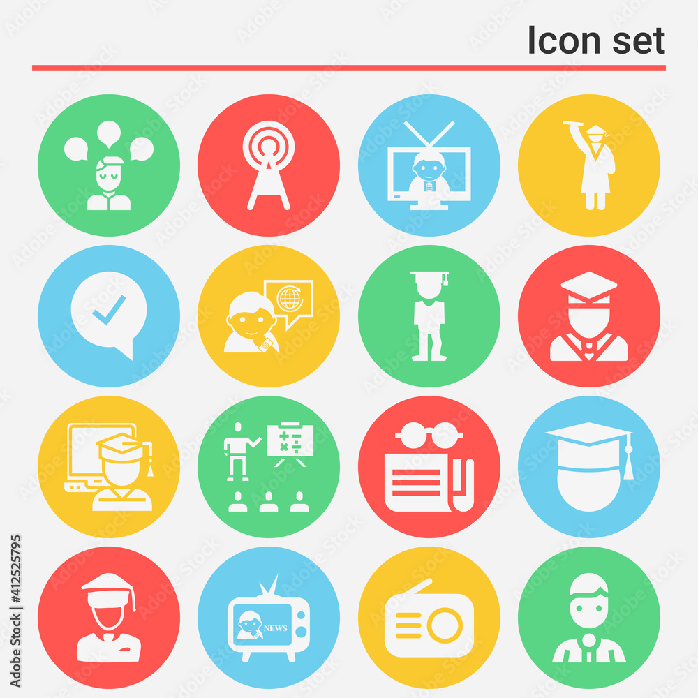 16 pack of journalism filled web icons set 16 pack of journalism filled web icons set