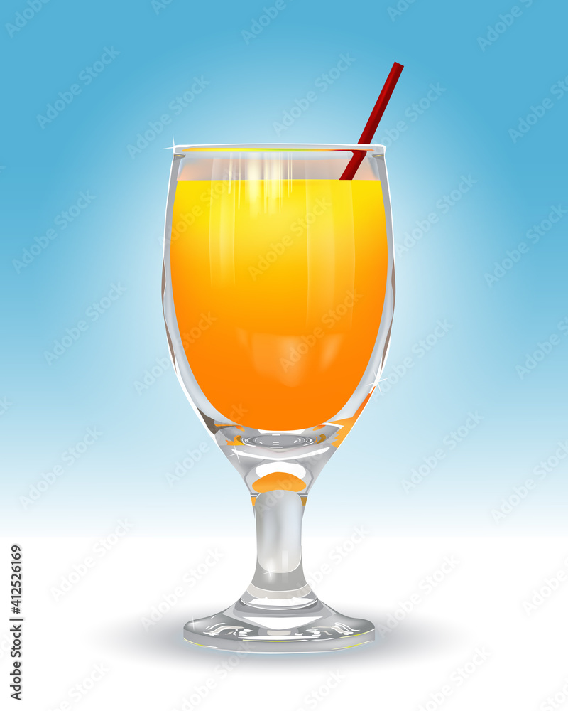Realistic vector design. Glass of orange juice isolated on the light background. Realistic vector design. Glass of orange juice isolated on the light background.