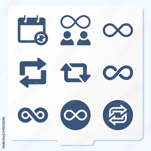 Simple set of 9 icons related to endless