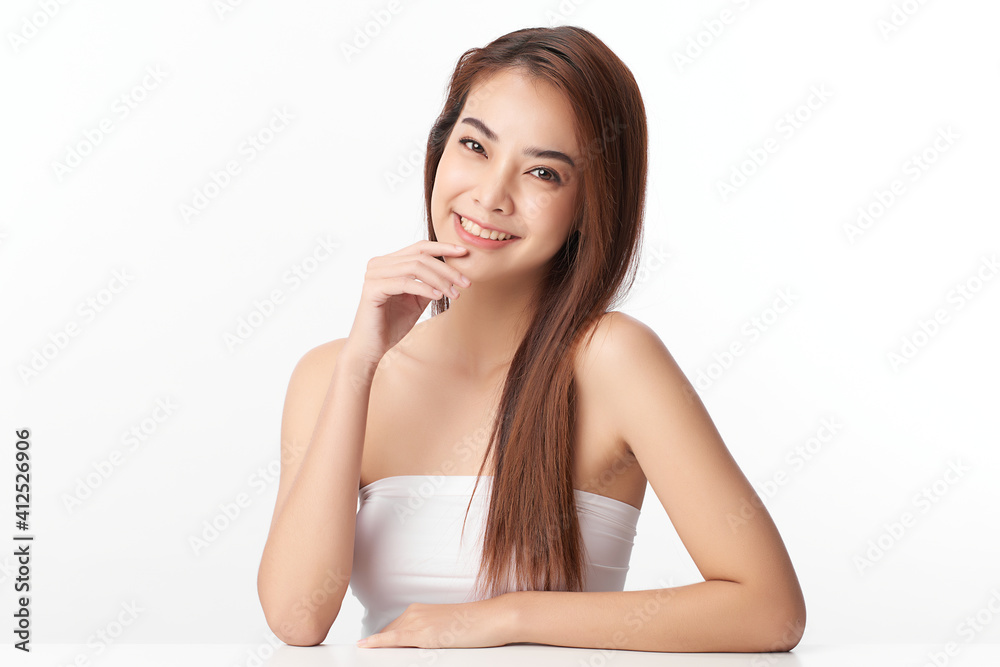 Beautiful young asian woman with clean fresh skin on white background, Face care, Facial treatment, Cosmetology, beauty and spa, Asian women portrait Beautiful young asian woman with clean fresh skin on white background, Face care, Facial treatment, Cosmetology, beauty and spa, Asian women portrait