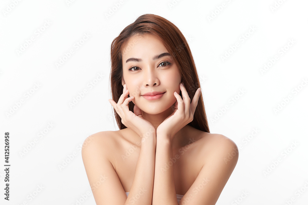 Beautiful young asian woman with clean fresh skin on white background, Face care, Facial treatment, Cosmetology, beauty and spa, Asian women portrait Beautiful young asian woman with clean fresh skin on white background, Face care, Facial treatment, Cosmetology, beauty and spa, Asian women portrait