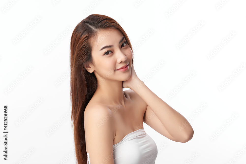Beautiful young asian woman with clean fresh skin on white background, Face care, Facial treatment, Cosmetology, beauty and spa, Asian women portrait Beautiful young asian woman with clean fresh skin on white background, Face care, Facial treatment, Cosmetology, beauty and spa, Asian women portrait
