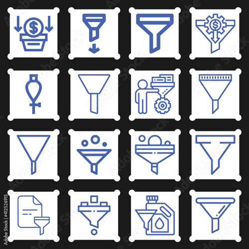 16 pack of funnels  lineal web icons set