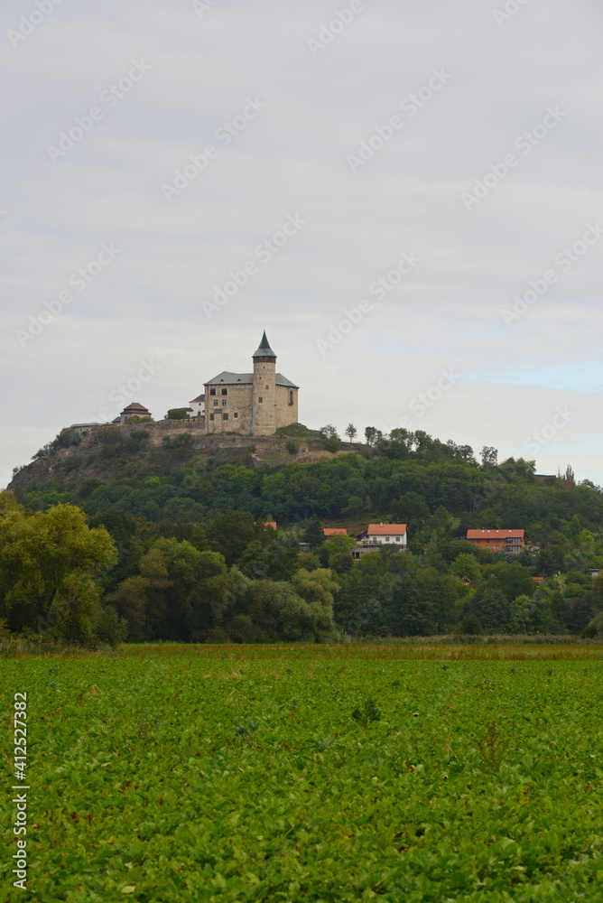 Castle Kuneticka Hora (near city Pardubice) in Czech Republic. View from village Raby.