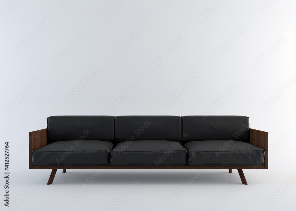 sofa furniture isolated on white background, Front view with clipping path. 3d rendering sofa furniture isolated on white background, Front view with clipping path. 3d rendering