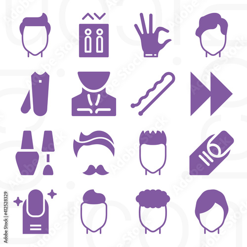16 pack of collar  filled web icons set