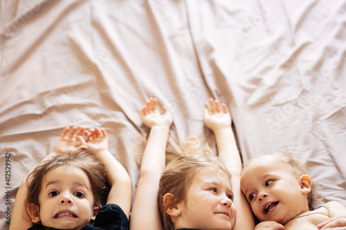 Photos funny kids on the blanket