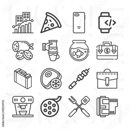 16 pack of throw  lineal web icons set