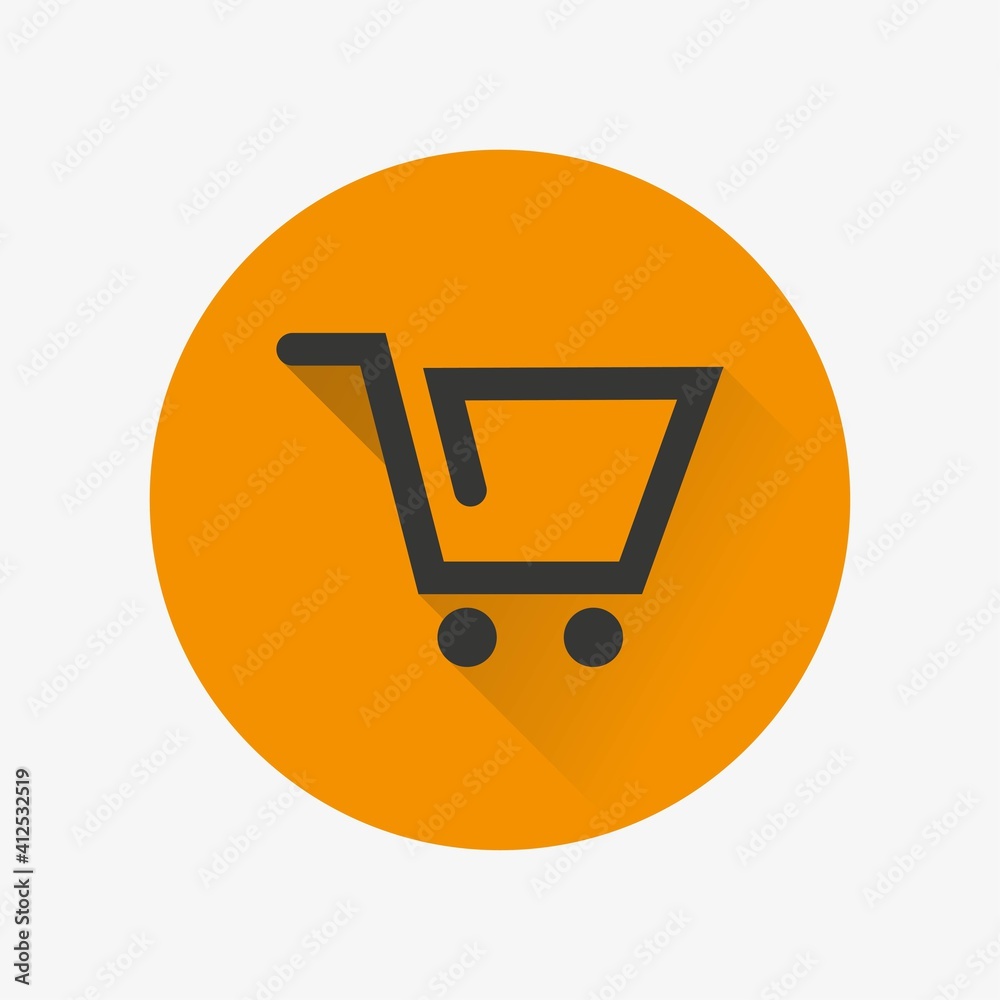 Shopping cart icon. Flat design with shadow. Vector icon on white background Shopping cart icon. Flat design with shadow. Vector icon on white background