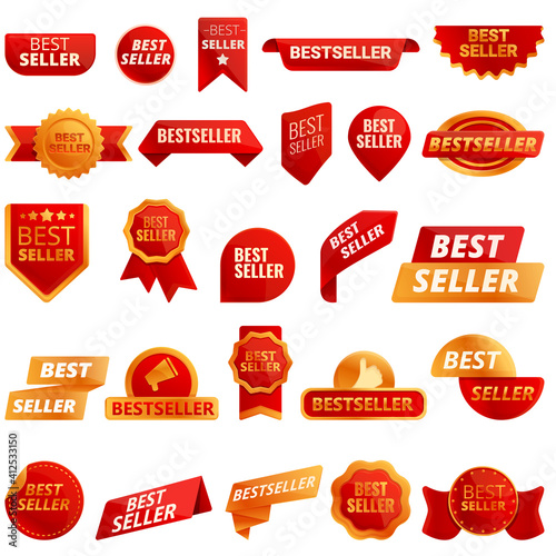 Best seller icons set. Cartoon set of best seller vector icons for web design