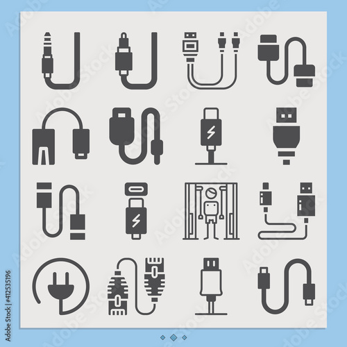 Simple set of television service related filled icons.