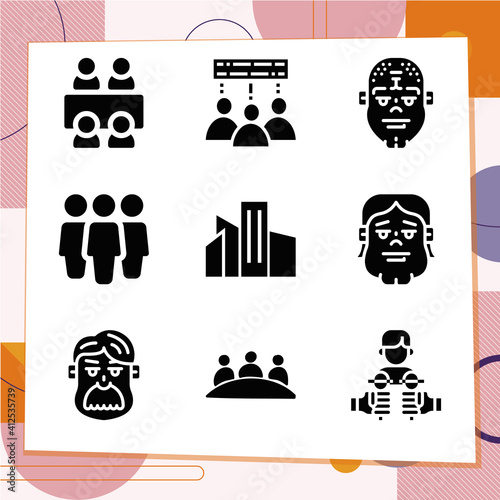 Simple set of 9 icons related to classify