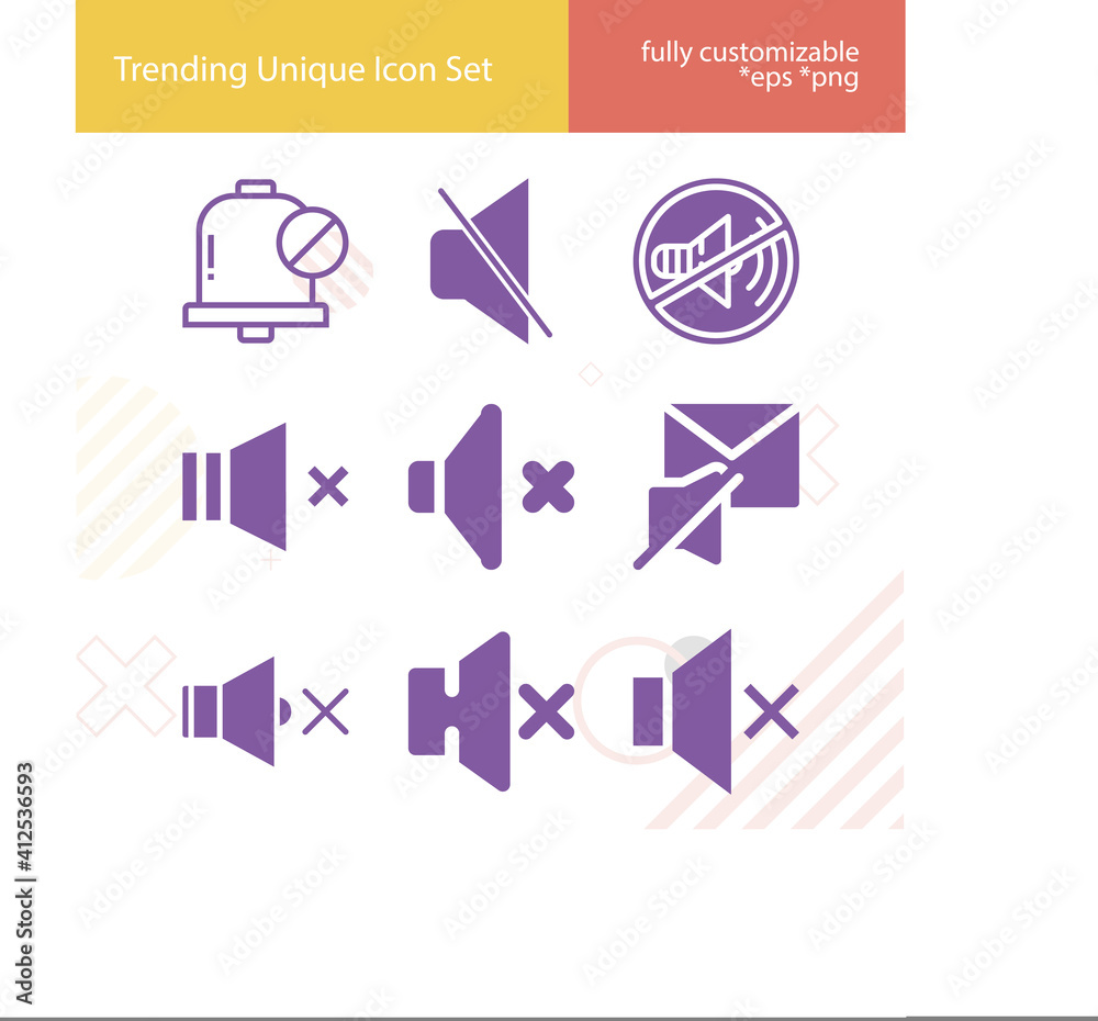 Simple set of suppress related filled icons. Simple set of suppress related filled icons.