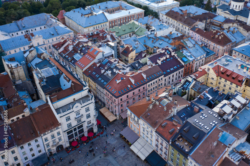 Aerial view on Market square in Lviv, Ukraine from drone © Ruslan