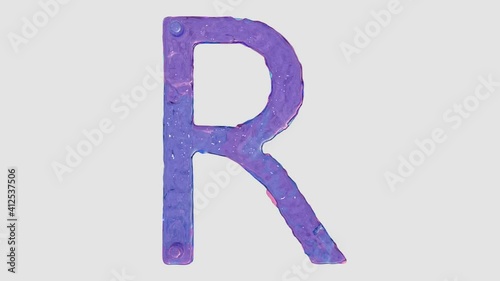 Liquid alphabet: letter R made from pink and blue HD animated liquid flows