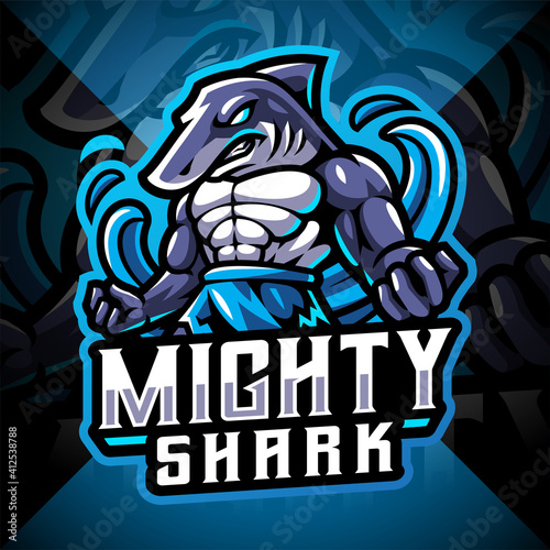 Mighty shark esport mascot logo