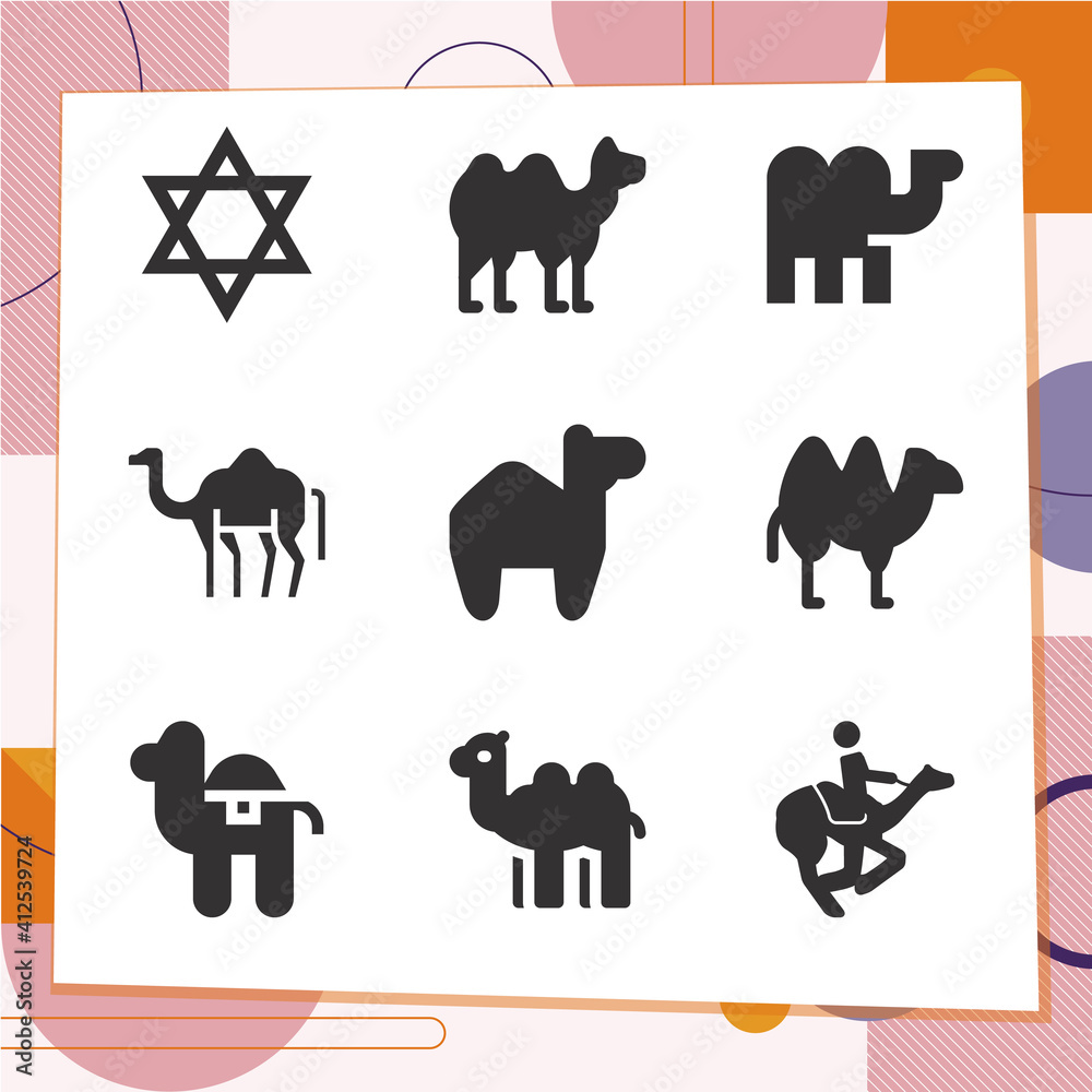 Simple set of 9 icons related to joseph