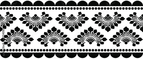 Saree Border design concept with Floral art - vector illustration