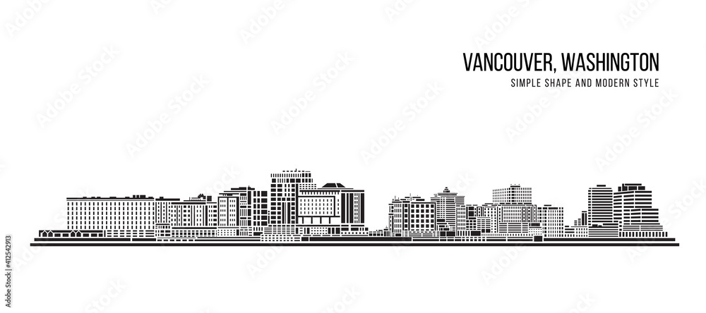 Cityscape Building Abstract Simple shape and modern style art Vector design -  Vancouver city, Washington