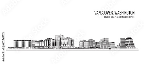 Cityscape Building Abstract Simple shape and modern style art Vector design -  Vancouver city, Washington