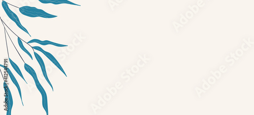 Floral web banner with drawn color exotic monstera leaves. Nature concept design. Modern floral compositions with summer branches. Vector illustration on the theme of ecology, natura, environment