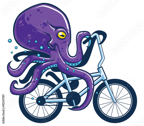 Octopus Riding Bicycle