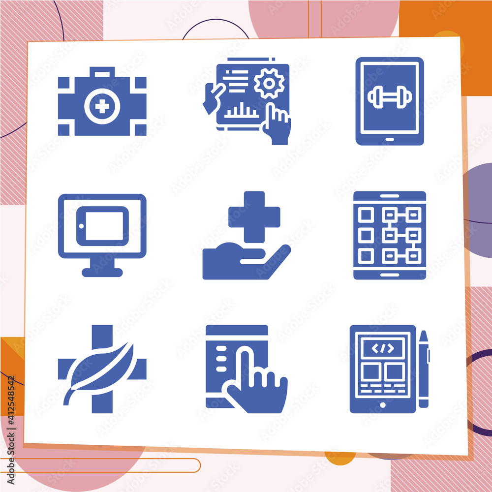 Simple set of 9 icons related to aspirin Simple set of 9 icons related to aspirin