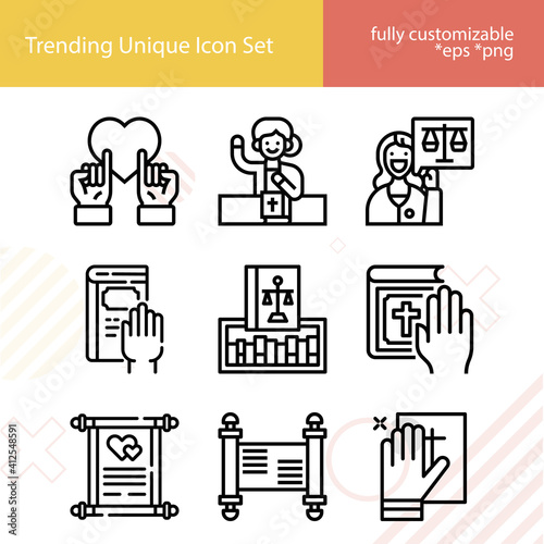 Simple set of vow related lineal icons.