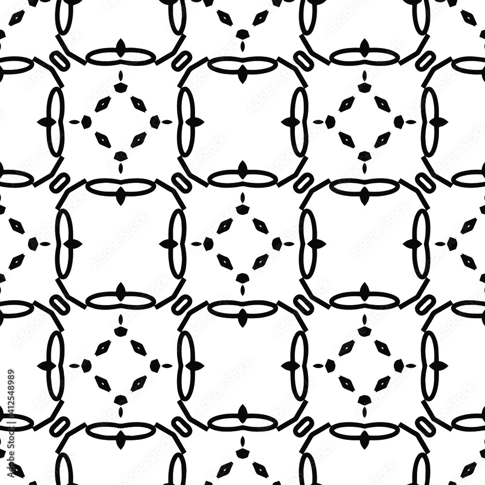 Obraz premium Geometric vector pattern with triangular elements. Seamless abstract ornament for wallpapers and backgrounds. Black and white colors.