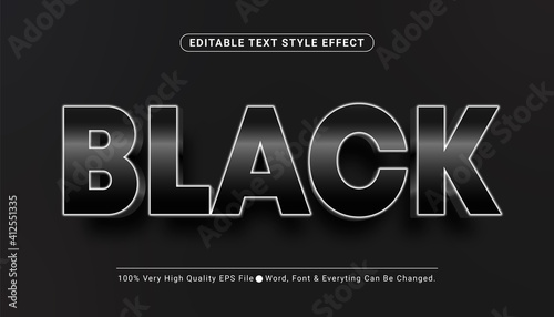 3D Metal Black Text Style Effect, Editable Text Effect