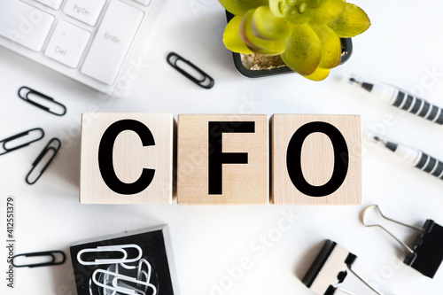 CFO or Chief financial officer text on block