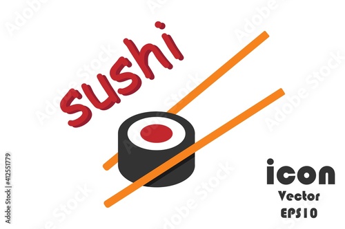 Sushi icon, food delivery, business badge isolated on white background. Vector EPS10
