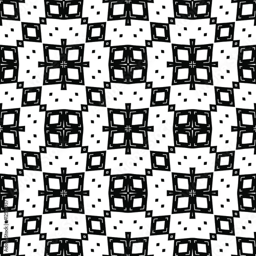 Geometric vector pattern with triangular elements. Seamless abstract ornament for wallpapers and backgrounds. Black and white colors.