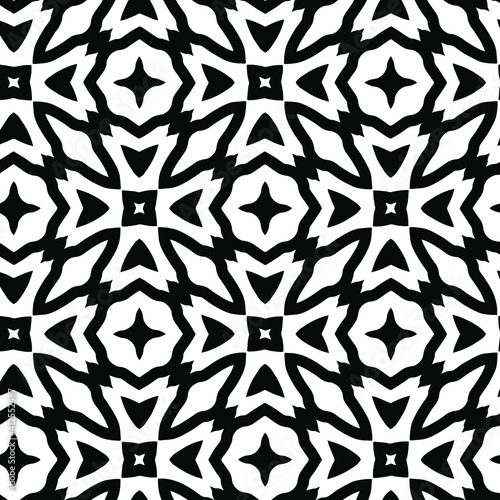 Geometric vector pattern with triangular elements. Seamless abstract ornament for wallpapers and backgrounds. Black and white colors.