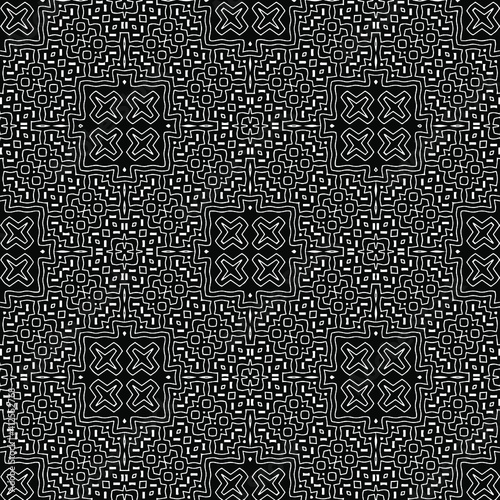 Geometric vector pattern with triangular elements. Seamless abstract ornament for wallpapers and backgrounds. Black and white colors.