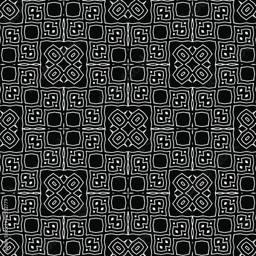 Geometric vector pattern with triangular elements. Seamless abstract ornament for wallpapers and backgrounds. Black and white colors.