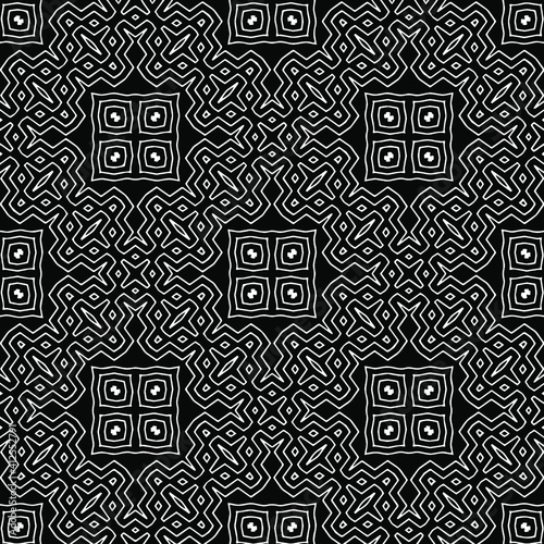 Geometric vector pattern with triangular elements. Seamless abstract ornament for wallpapers and backgrounds. Black and white colors.
