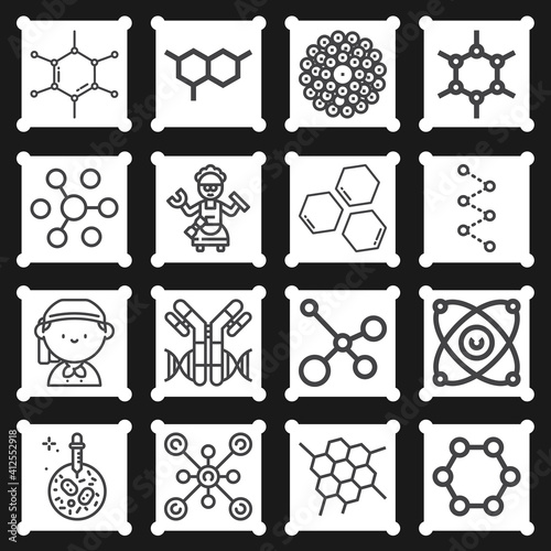 16 pack of antigen  lineal web icons set