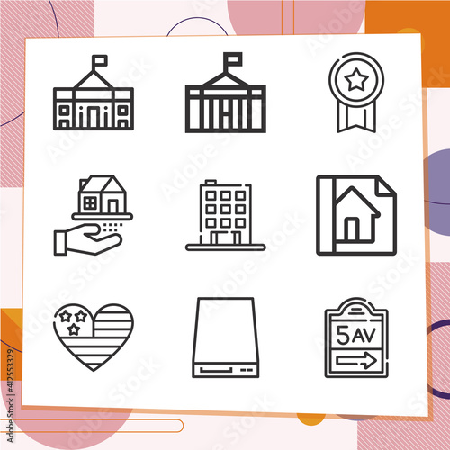 Simple set of 9 icons related to declaring