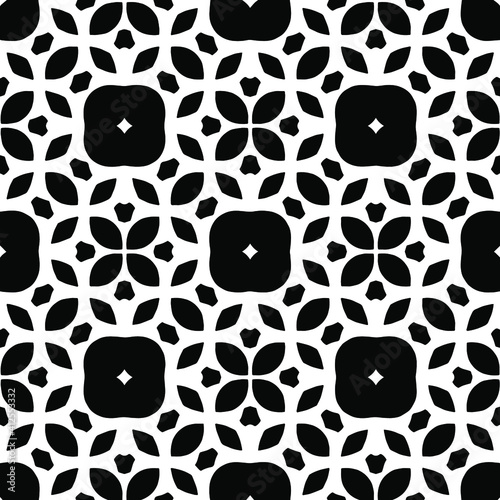  Geometric vector pattern with triangular elements. Seamless abstract ornament for wallpapers and backgrounds. Black and white colors.